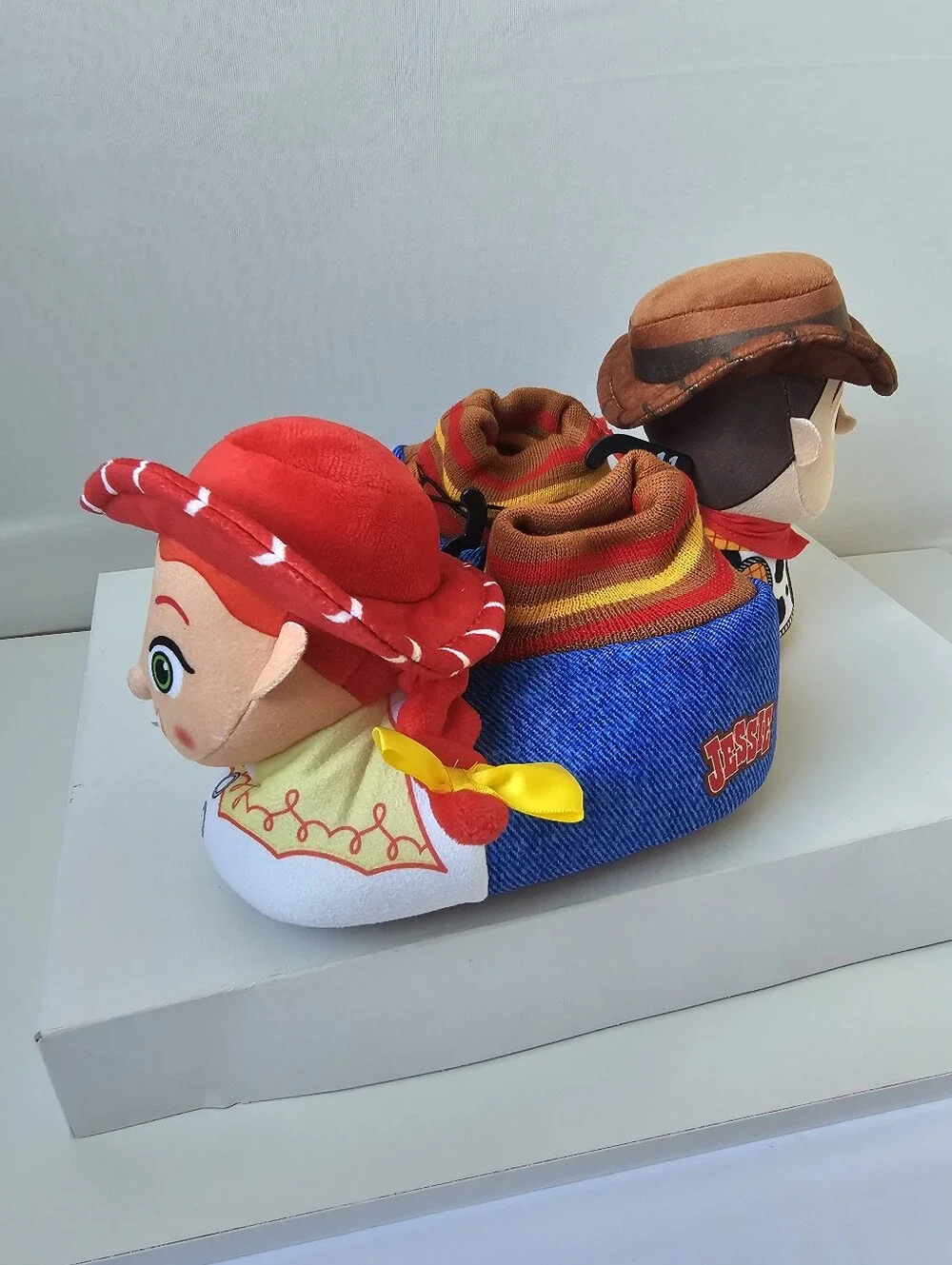 ​Disney Pixar Toy Story Woody & Jessie Plush Slippers Kids Size 11-12 NWT